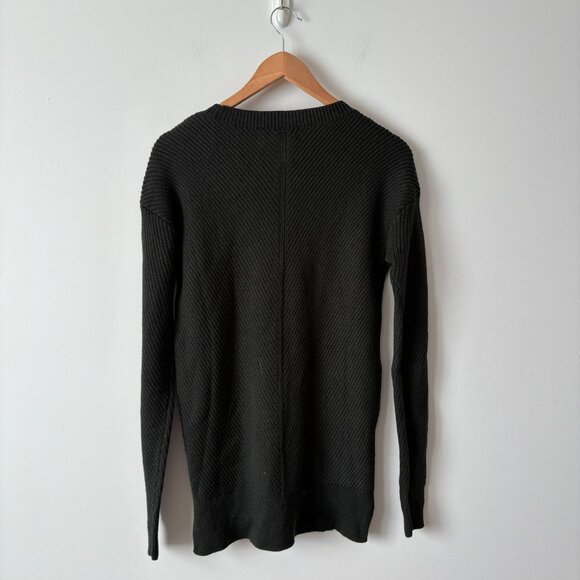 Aritzia Wilfred Free Isabelli Merino Wool Chevron Pullover Sweater Dark Green - Picture 7 of 9